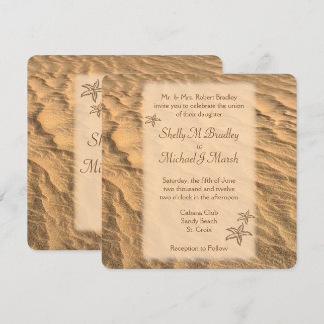 Invitation Mariage de destination Starfish Beach (Devant / Derrière)