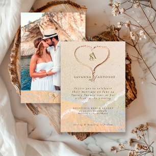 Invitation Mariage de Destination sur la Plage avec Photo de