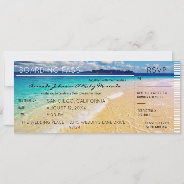 Invitation Mariage de destination sur la plage RSVP 2 (Devant)
