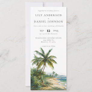 Invitation Mariage de destination tropical à l'aquarelle