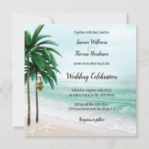 Invitation Mariage de destination Tropical Beach Palm Tree