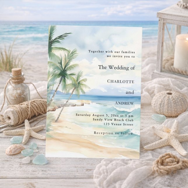 Invitation Mariage de destination tropical sur la plage de l' (Créateur téléchargé)
