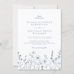 Invitation Mariage de détails minimaliste du Fleur sauvage pé