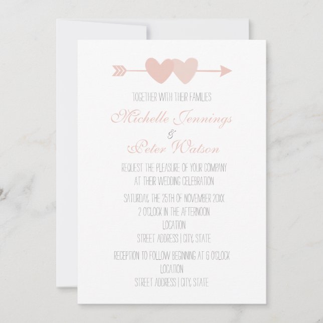 Invitation Mariage de deux coeurs (Devant)