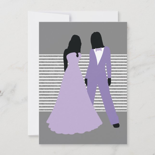 Invitation Mariage De Deux Mariées (Lilac Et Grey) (Devant)
