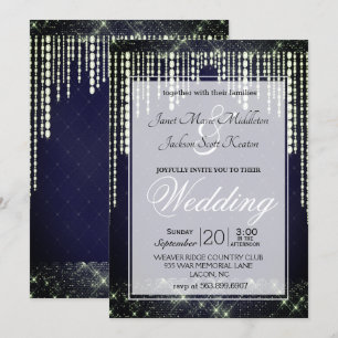 Invitation Mariage de diamants bleu marine