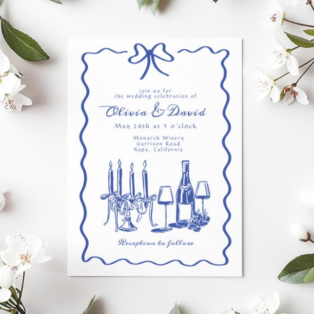 Invitation Mariage de dîner illustré avec lettres à la main (Créateur téléchargé)