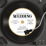 Invitation Mariage de disques de vinyle de Parties scintillan<br><div class="desc">Faire-part de mariage vinyle rétro à parties scintillant blanche et or. Personnalisez-le en ajoutant les détails de votre mariage et une photo à l'arrière. Idéal pour un look vintage des années 1940.</div>