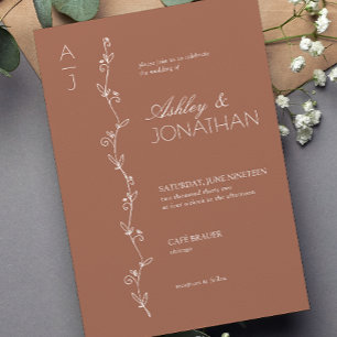 Invitation Mariage de diviseur botanique moderne Terracotta