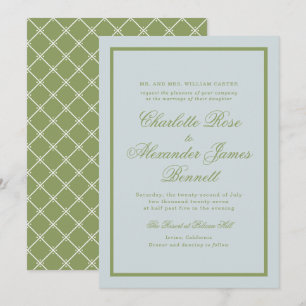 Invitation Mariage de Domaine Vert Olive Écriture Classique