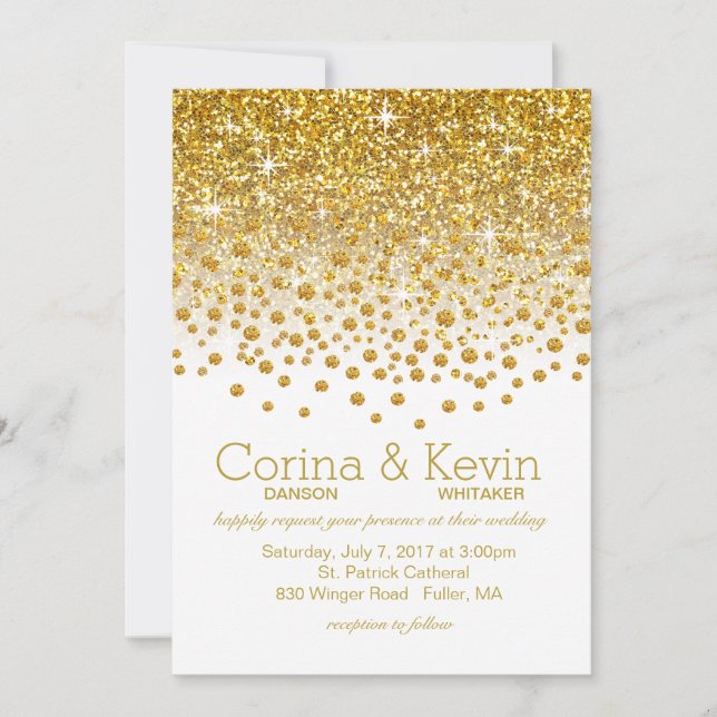 Invitation Mariage de douche Confetti Parties scintillant| bl (Devant)