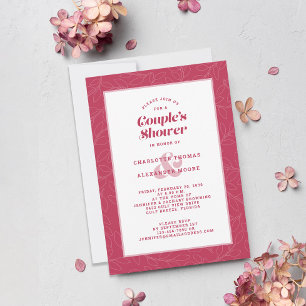 Invitation Mariage de douche Couple Magenta Rouge Décontracté