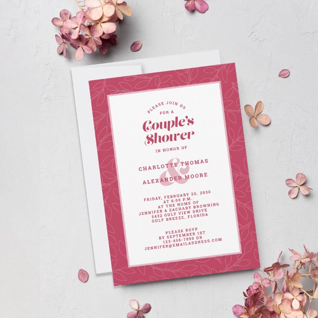 Invitation Mariage de douche Couple Magenta Rouge Décontracté (Créateur téléchargé)