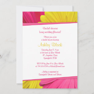 Invitation Mariage de douche nuptiale rose Jaune