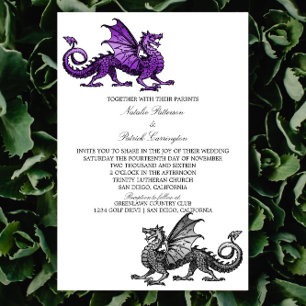 Invitation Mariage de dragon d'argent violet