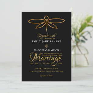 Invitation Mariage de dragonfly vintage Gold