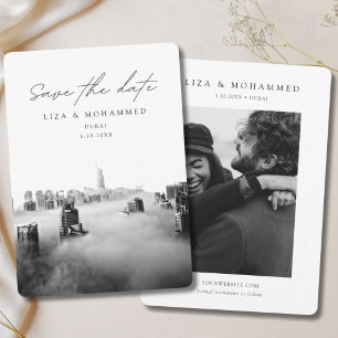 Invitation Mariage de Dubaï Enregistrer la date Noir & Blanc 