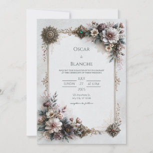Invitation Mariage de Famille avec Bijou d'Émeraude