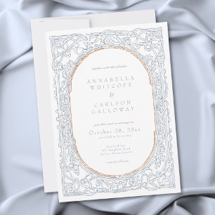 Invitation Mariage de fantasy médiévale bleu et or