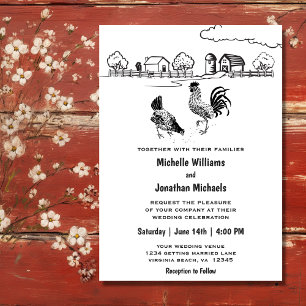 Invitation Mariage de ferme de charme de poulet de poulet gri