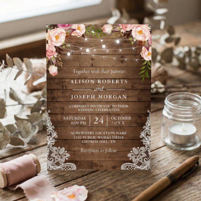 Invitation Mariage de ferme en bois rustique (Créateur téléchargé)