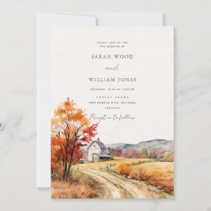 Invitation Mariage de ferme romantique en lin