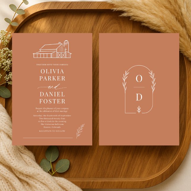 Invitation Mariage de Ferme Rustique en Terracotta (Créateur téléchargé)