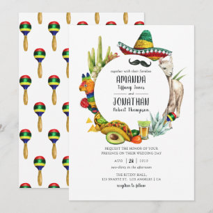 Invitation Mariage de fête mexicaine à l'aquarelle