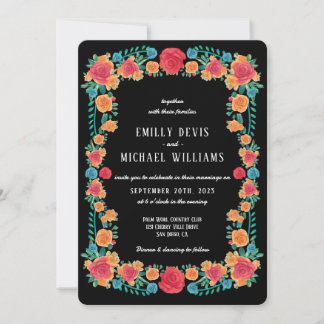Invitation Mariage de fête mexicaine florale vibrant coloré