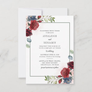 Invitation Mariage de feuillage à l'aquarelle florale de Bour