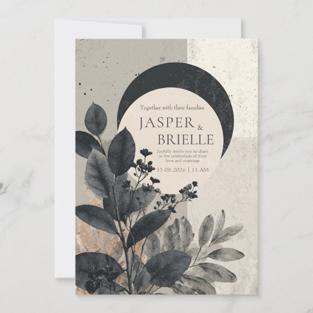 Invitation Mariage de feuillage Abstrait moderne (Devant)