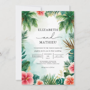 Invitation Mariage de feuillage d'arc tropical