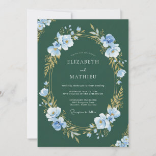Invitation Mariage de feuillage de pervenche de forêt d'eucal