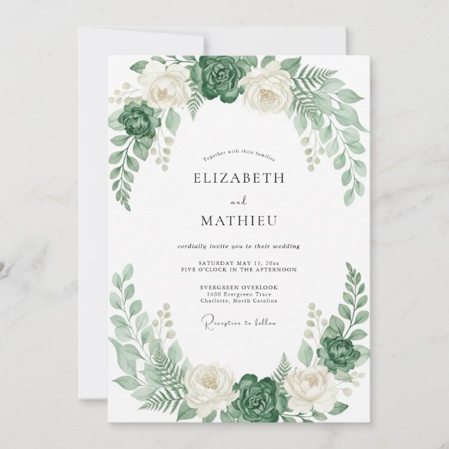 Invitation Mariage de feuillage de succulente de mousse (Devant)