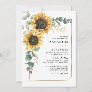 Invitation Mariage de feuillage de tournesol Floral