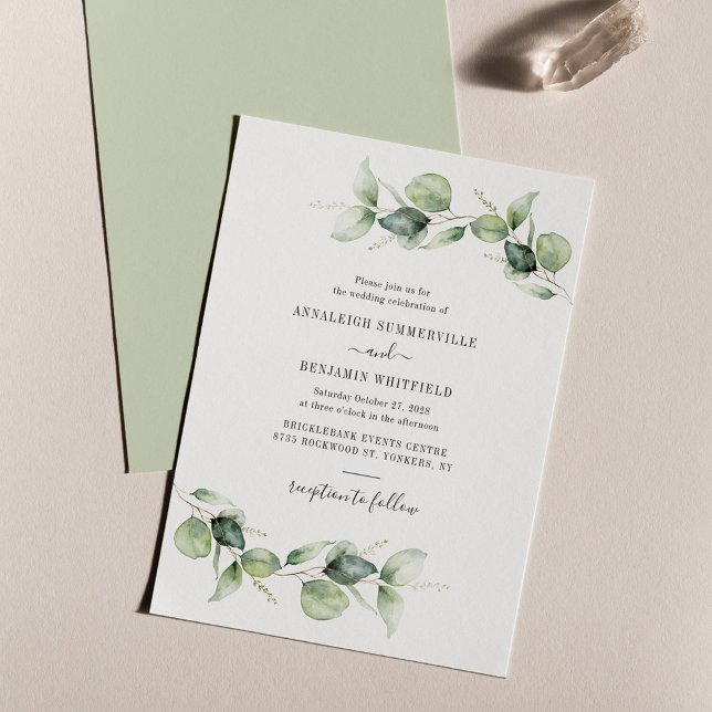 Invitation Mariage de feuillage Eucalyptus (Eucalyptus Botanical Wedding Invitation)