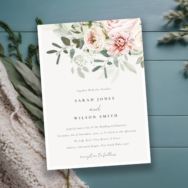 Invitation Mariage de feuillage Eucalyptus Pink (Créateur téléchargé)