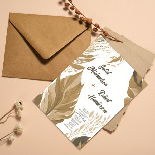 Invitation Mariage de feuillage moderne Boho Earth