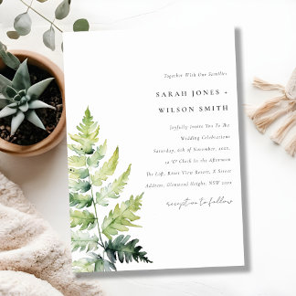Invitation Mariage de feuillage vert minimal à l'eau