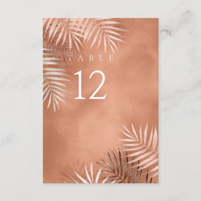 Invitation Mariage de feuille de palme luxuriante n° de table (Devant)