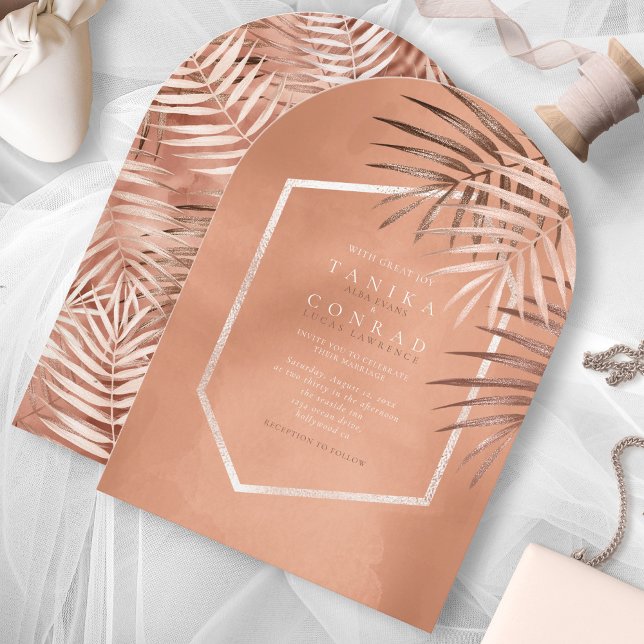 Invitation Mariage de feuille de palme luxuriante Terra Cotta (Créateur téléchargé)