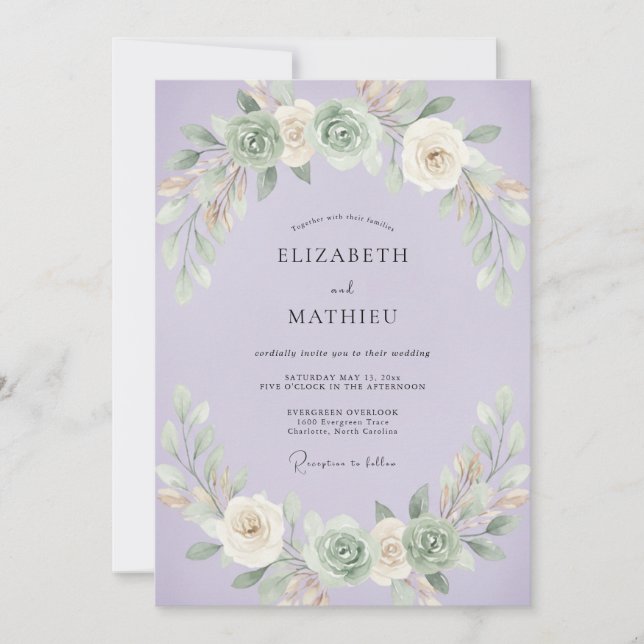 Invitation Mariage de feuille de succulent violet (Devant)