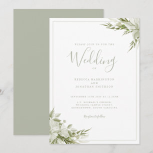 Invitation Mariage de feuille verte de taille minimale