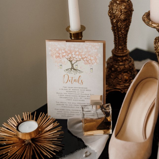 Invitation Mariage de feuilles de coeur de corail clair invit (Créateur téléchargé)