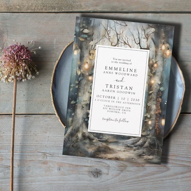 Invitation Mariage de feux de feux de forêt enchantés (Créateur téléchargé)