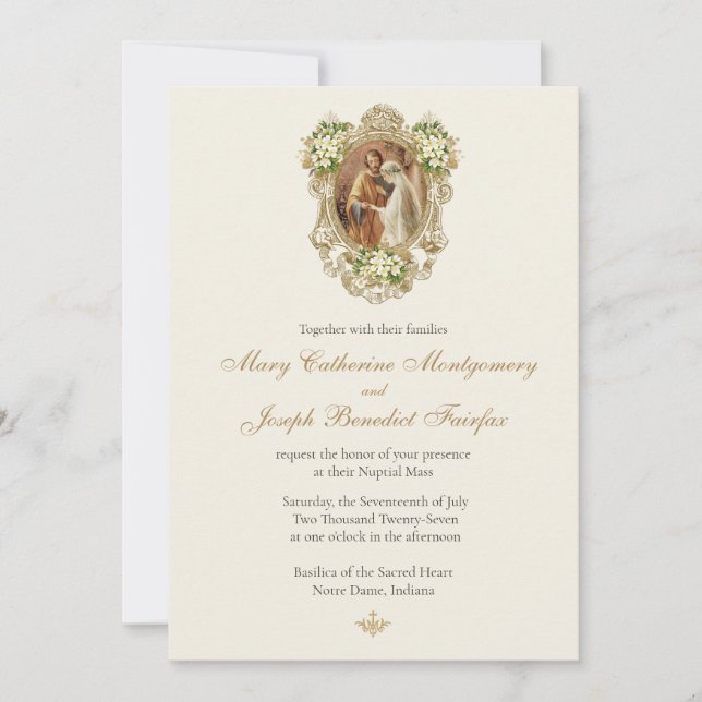 Invitation Mariage de fiançailles catholique traditionnel (Devant)