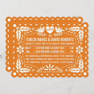 Invitation Mariage de fiesta inséparable de papillon orange
