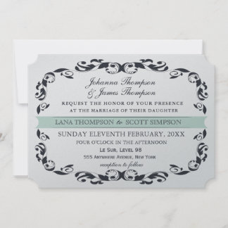 Invitation Mariage de filligree victorien élégant de la marin