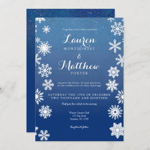 Invitation Mariage de flétan de neige blanc et marine