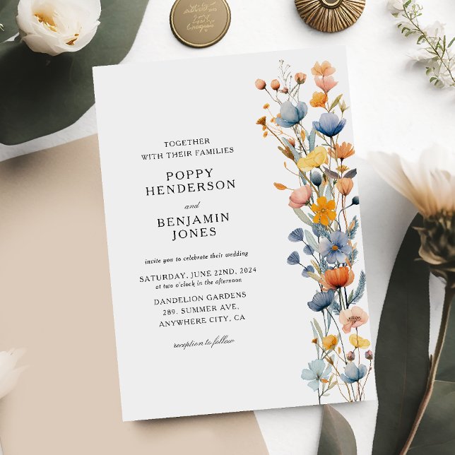 Invitation Mariage de Fleur de Champ Floral Délicat (Créateur téléchargé)